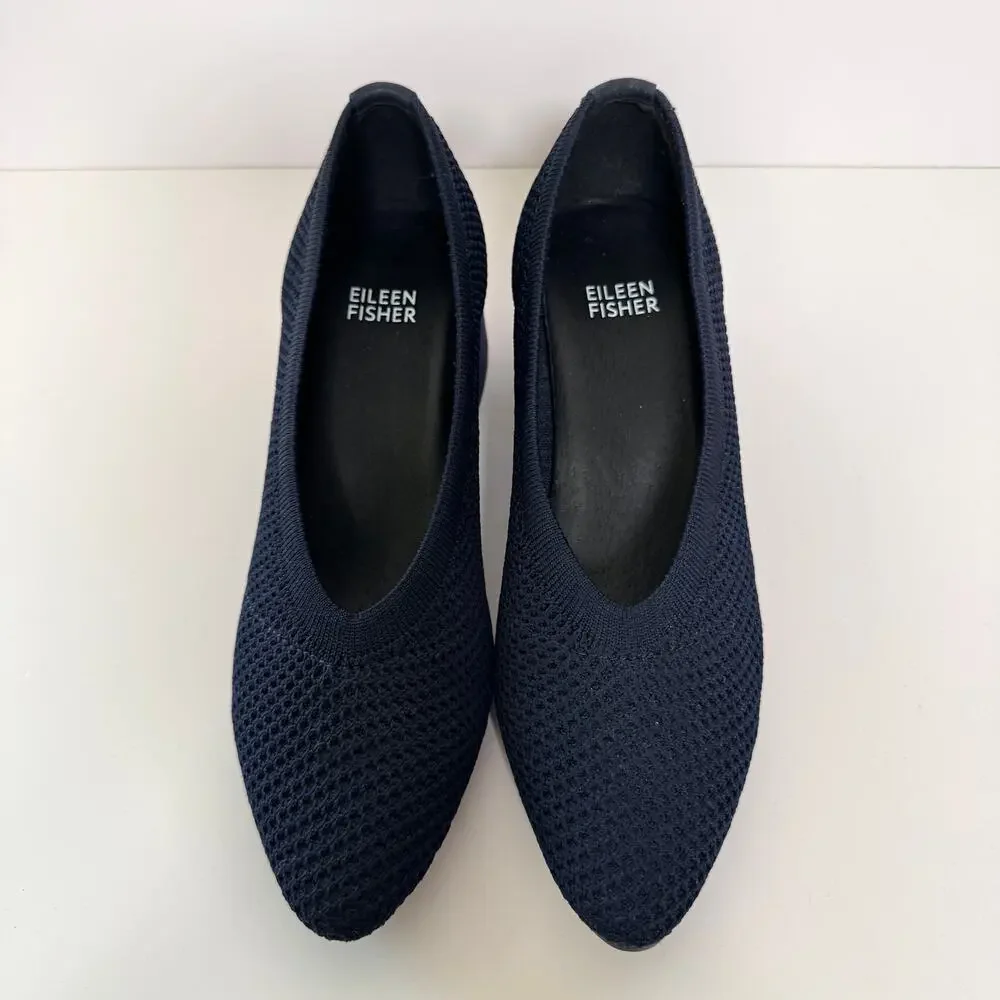 Eileen Fisher Womens Fabric Heel Shoes Size 6 Classic Office Neutral Blue